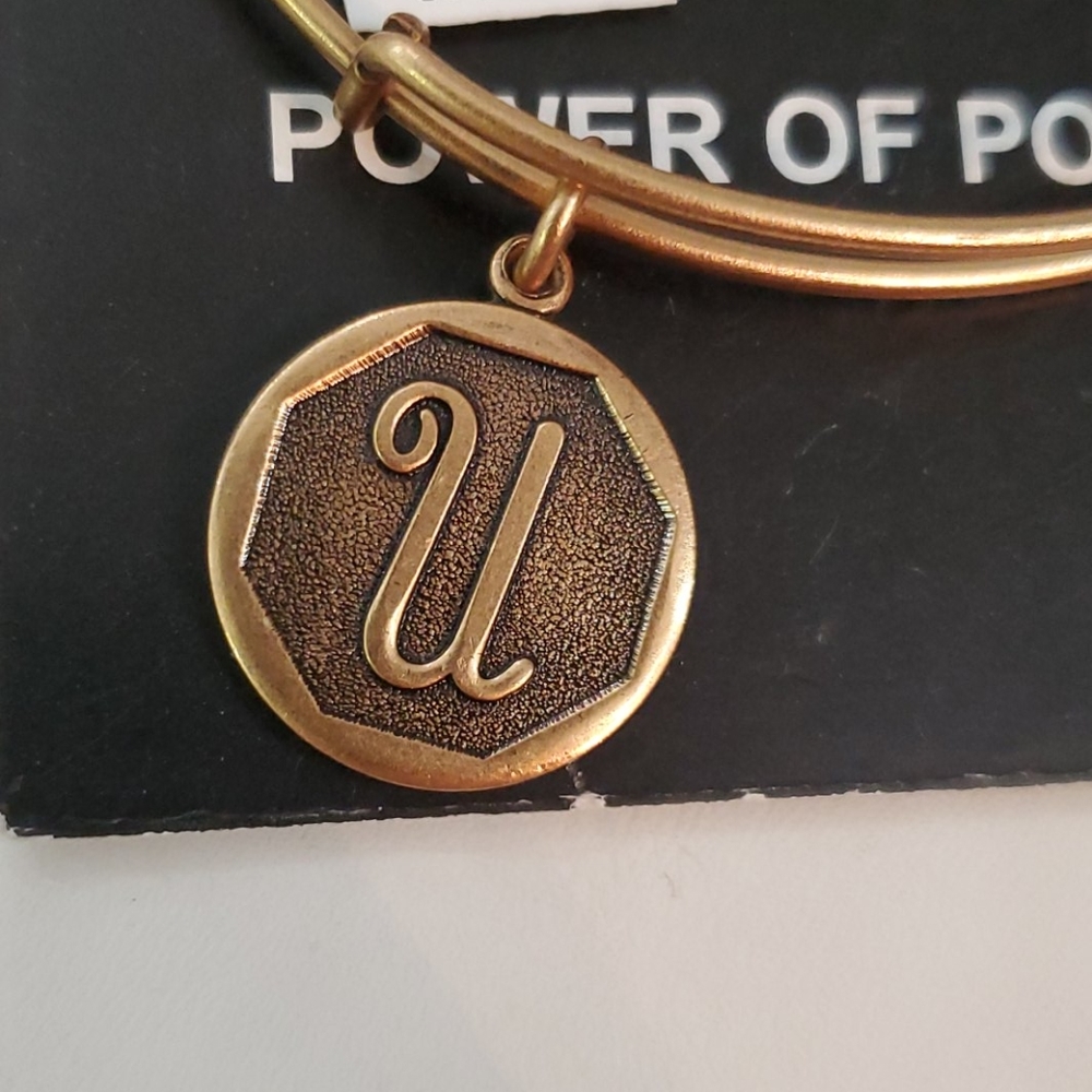 Alex and Ani Inital Letter U Goldtone Bracelet - Picture 2 of 6